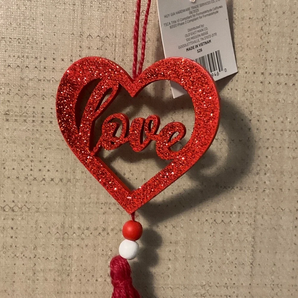 Glittery Red Heart Ornament with Tassel